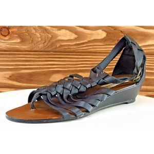 Steve Madden Size 7 M Black Gladiator Leather Women Sandal Shoes Kasidy‎
